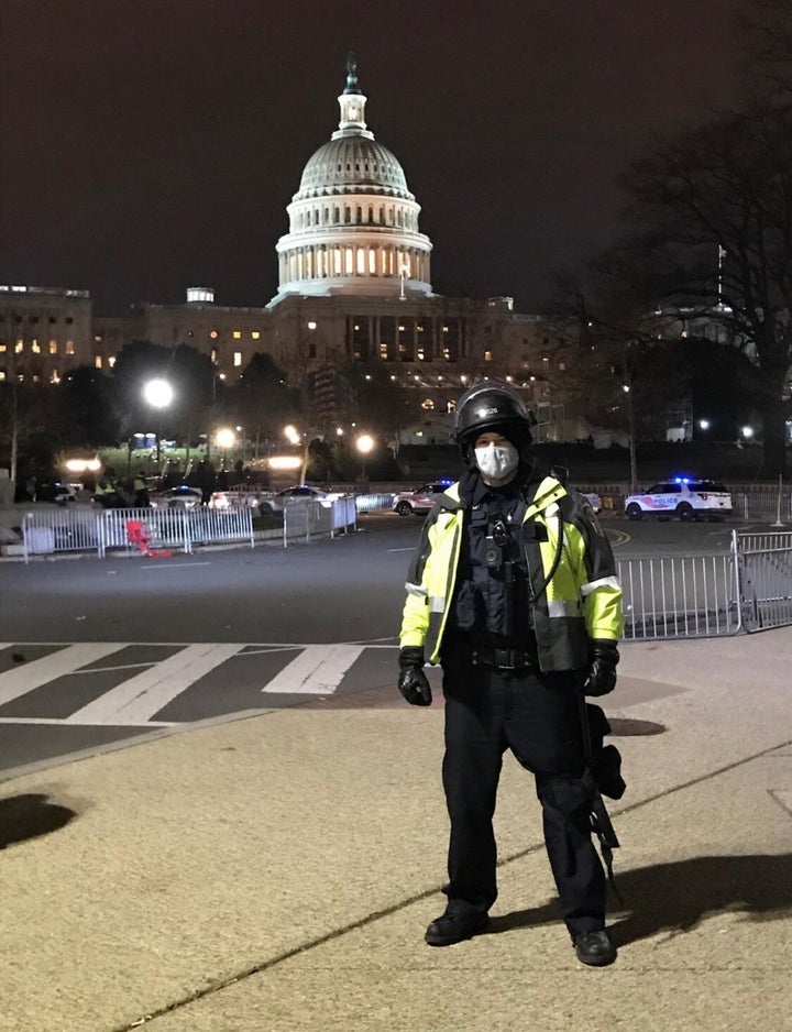 Officer Jeffrey Smith outside the Capitol on Jan. 6.