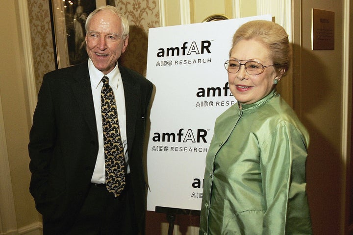 James Hormel, left, pictured here in 2004, has died at the age of 88. He was the first openly gay U.S. ambassador.