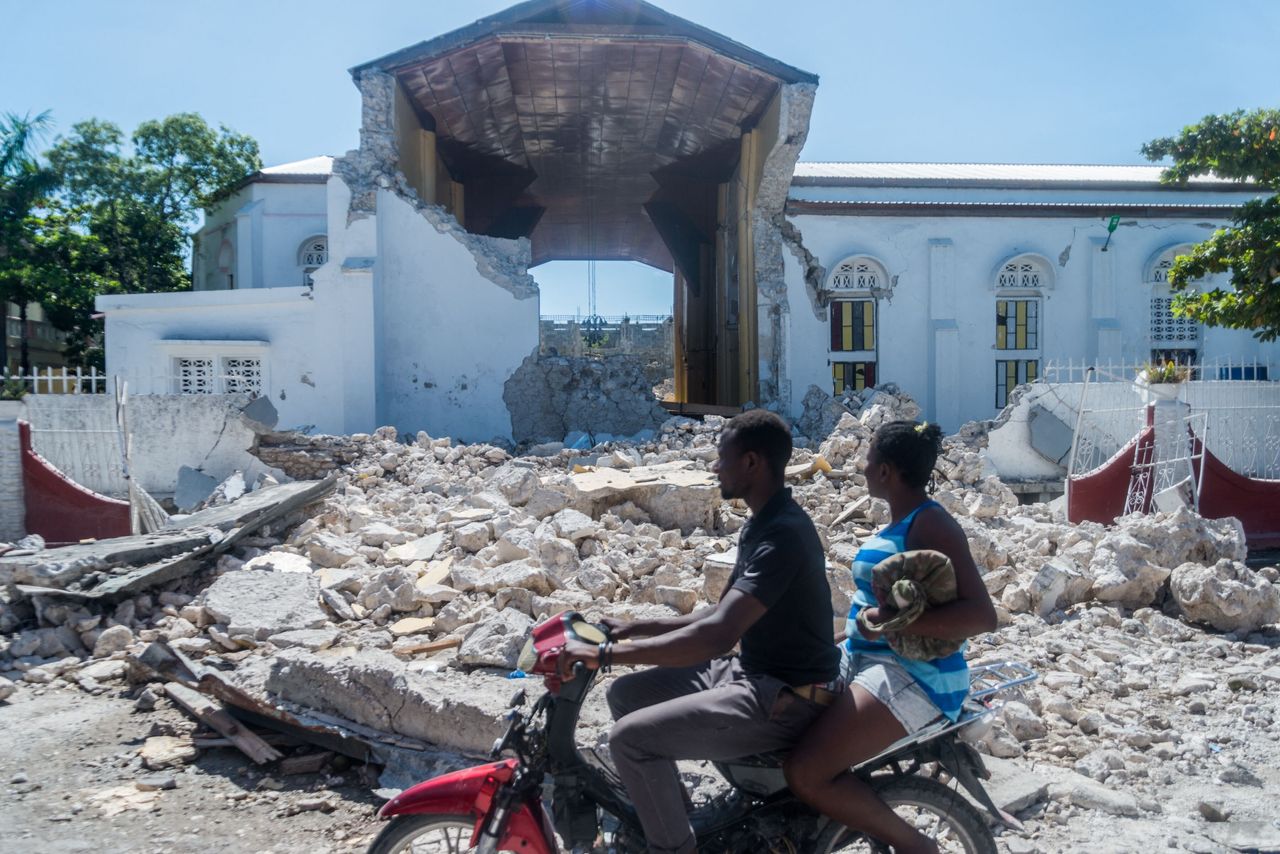 The "Sacré coeur des Cayes" church in Les Cayes was destroyed on August 15, 2021, after a 7.2-magnitude earthquake struck the southwest peninsula of the country.