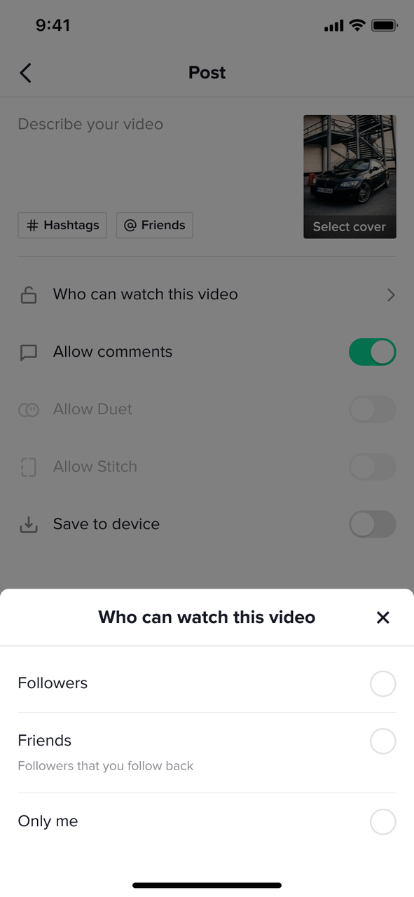 Pop-up que aparecerá a los menores a la hora de compartir un vídeo.