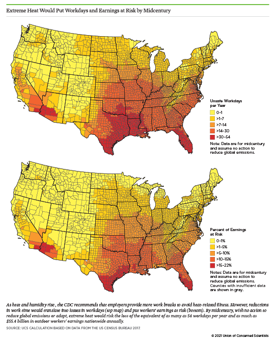 Infographic from the Union of Concerned Scientists' report "Too Hot To Work."