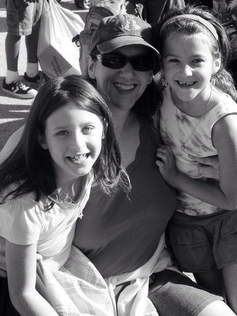 The author and her daughters, who were in kindergarten when this photo was taken.