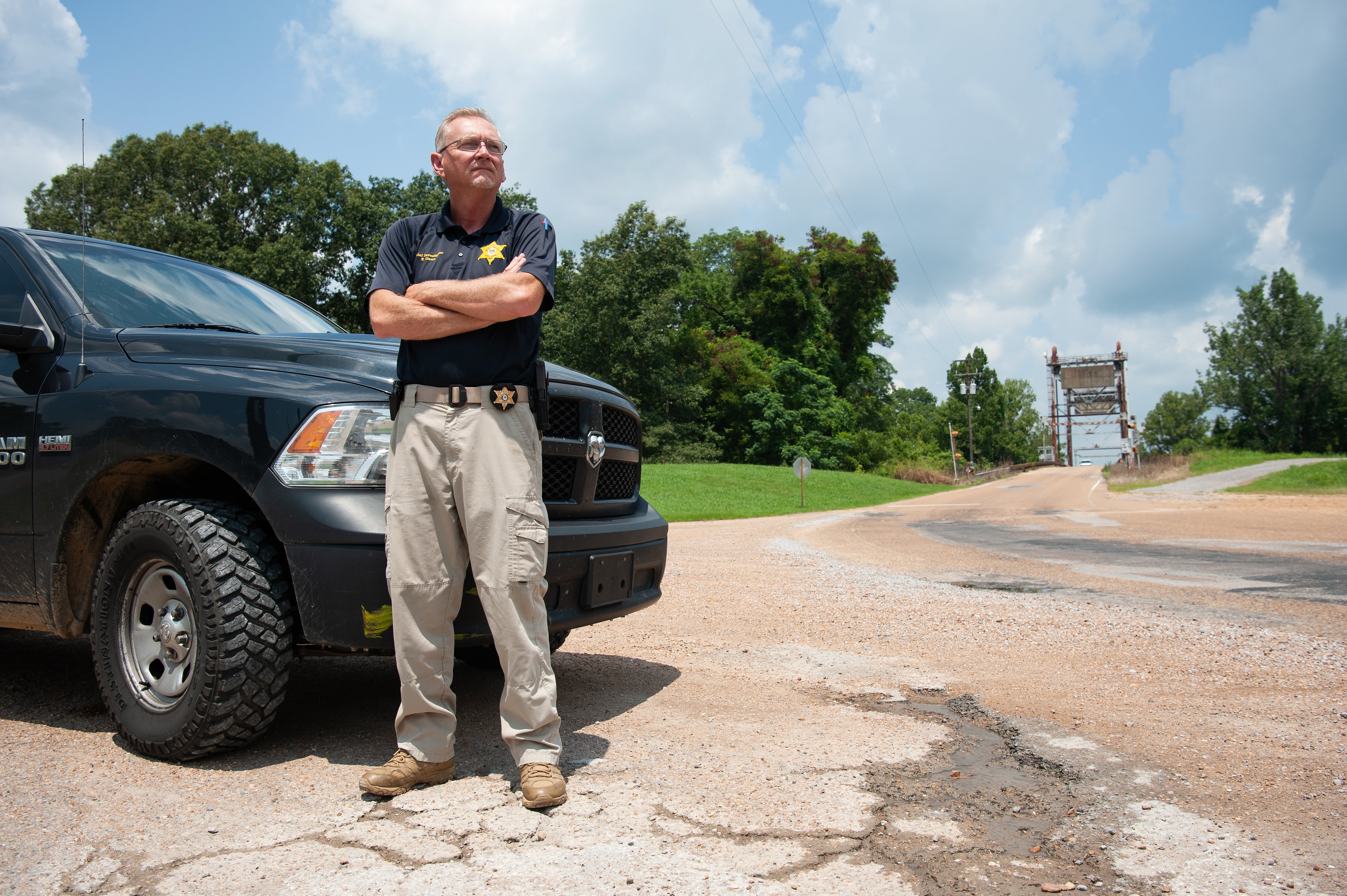 Terry Gann, chief investigator for the Yazoo County Sheriff's Department, with the truck he used to rescue gas victims in Satartia. Rory Doyle for HuffPost