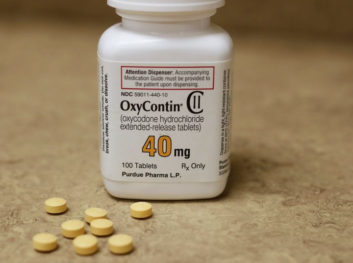 A bottle of prescription painkiller OxyContin made by Purdue Pharma is seen. Purdue Pharma's former president and board chair told a court on Wednesday that he, his family, and his company are not responsible for the opioid crisis.