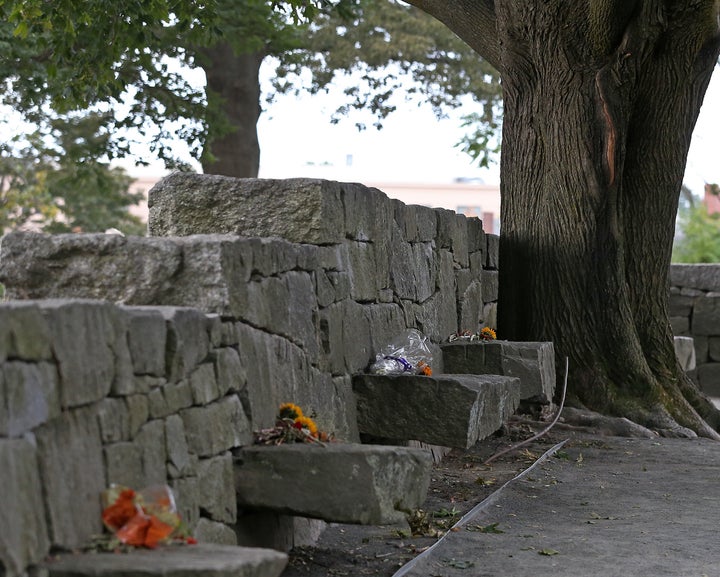 The Salem Witch Memorial in Salem, Mass., honors those who were murdered during the 17th-century witch hunts.