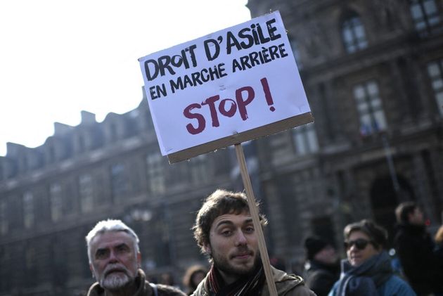 Une manifestation devant l'Ofpra, le 21 février 2018