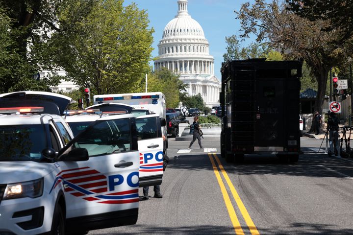 US Capitol Police respond to a report of an explosive device in a pickup truck near the Library of Congress