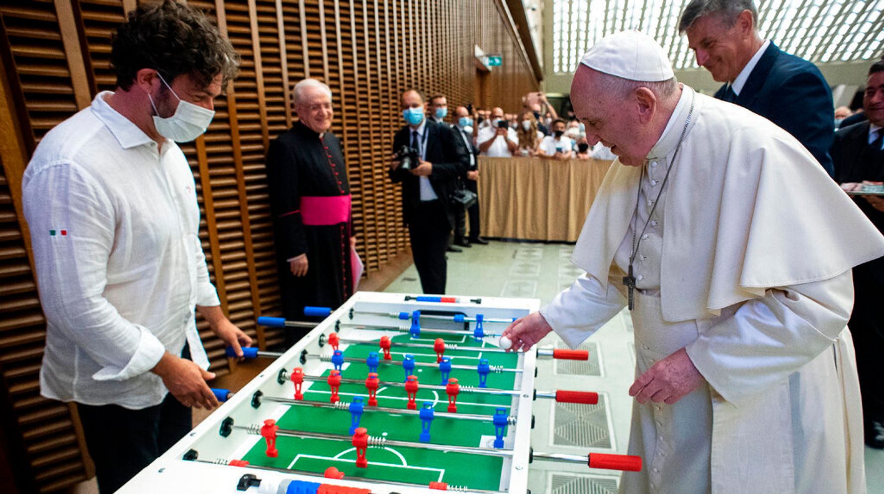 Soccer-Loving Pope Francis Finally Gets A Foosball Table