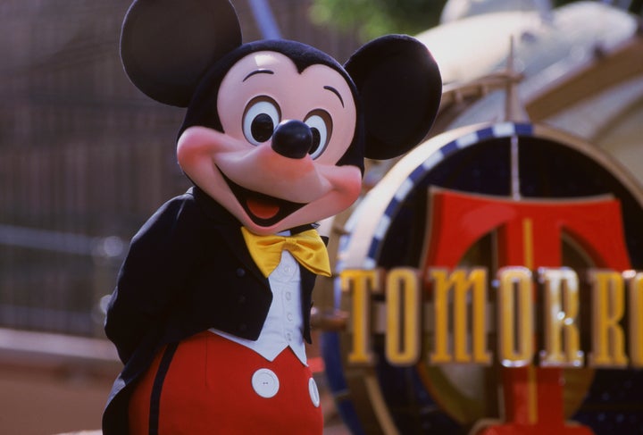 A non-robot Mickey Mouse (just a person in a costume) at Disneyland.