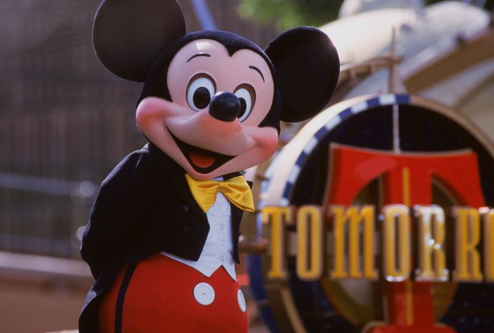 A non-robot Mickey Mouse (just a person in a costume) at Disneyland.