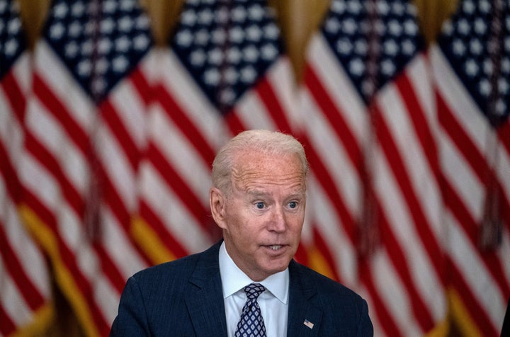 U.S. President Joe Biden responds to questions about the ongoing US military evacuations of U.S. citizens and vulnerable Afghans on Aug. 20.