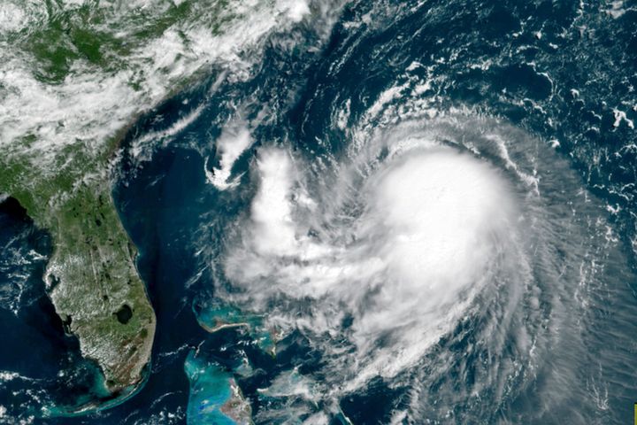 This OES-16 East GeoColor satellite image taken Friday, Aug. 20, 2021 and provided by NOAA, shows Henri in the Atlantic Ocean