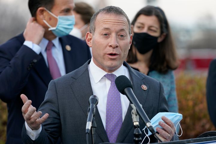 In this Dec. 21, 2020, file photo, Rep. Josh Gottheimer, D-N.J., speaks to the media on Capitol Hill in Washington. (AP Photo/Jacquelyn Martin, File)