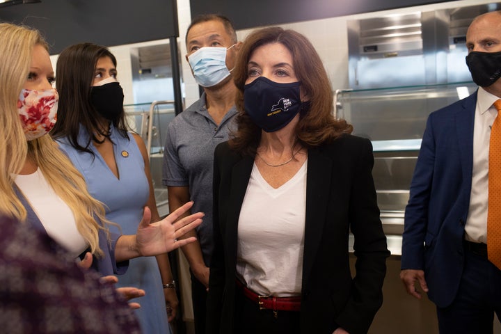 New York Lt. Gov. Kathy Hochul tours a school district in Queens, one week before being sworn in to replace Andrew Cuomo as governor.