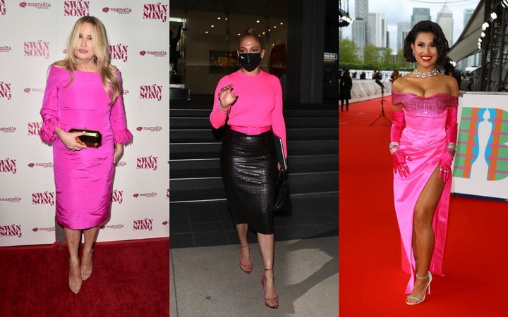 Celebrities have sported bright pink on red carpets, runways and city streets. 