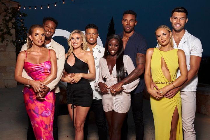 Love Island finalists Faye Winter and Teddy Soares, Chloe Burrows and Toby Aromolaran, Kaz Kamwi and Tyler Cruickshank and Millie Court and Liam Reardon