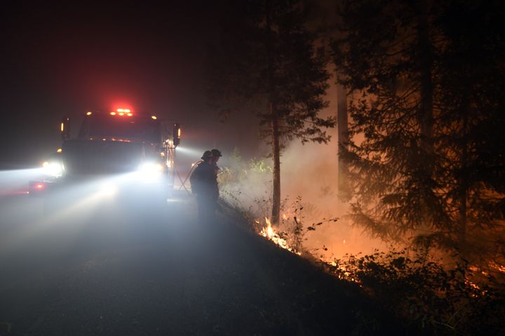 Fire crews performed controlled burns in the El Dorado National Forest in order to slow the spread of the explosive Caldor Fire. 