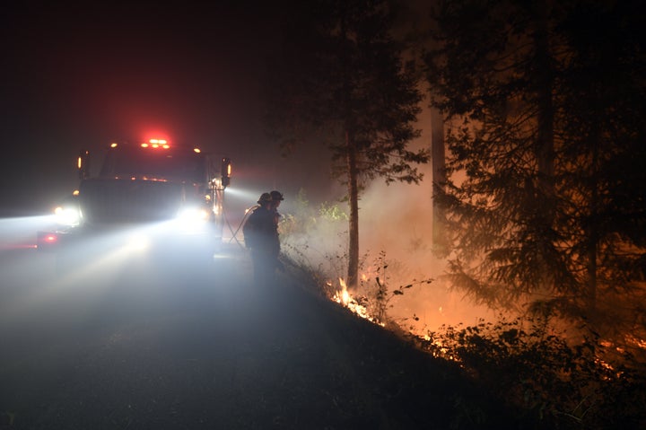 Fire crews performed controlled burns in the El Dorado National Forest in order to slow the spread of the explosive Caldor Fire.