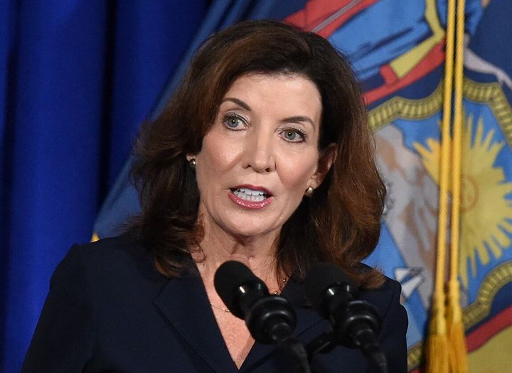 New York Lieutenant Governor Kathy Hochul speaks during a news conference the day after Governor Andrew Cuomo announced his resignation at the New York State Capitol, in Albany, New York, U.S., August 11, 2021. REUTERS/Cindy Schultz