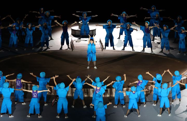 TOKYO, JAPAN - AUGUST 24: Performers dance during the opening ceremony of the Tokyo 2020 Paralympic Games at the Olympic Stadium on August 24, 2021 in Tokyo, Japan. (Photo by Naomi Baker/Getty Images)