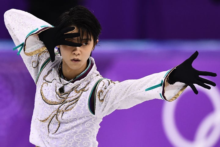 平昌五輪でフリーの演技をする羽生結弦選手＝2018年2月17日、韓国・江陵