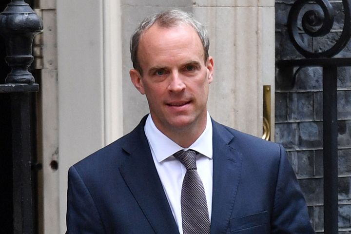 Dominic Raab leaves 10 Downing Street to return to the Foreign, Commonwealth and Development Office on August 19, 2021