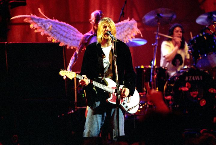 Nirvana frontman Kurt Cobain performing in 1993