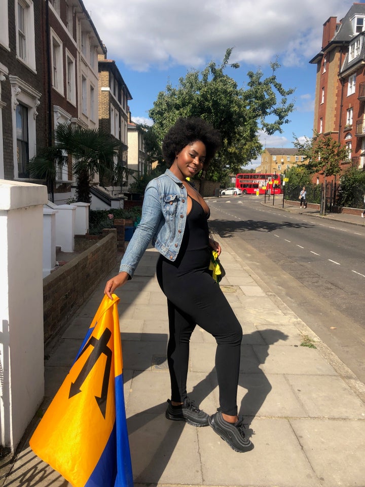 Clara Louse and her Bajan flag.