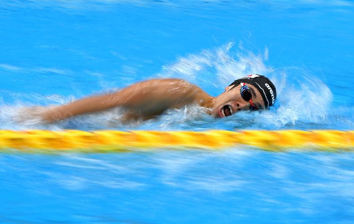 TOKYO, JAPAN - AUGUST 26: Uchu Tomita of Team Japan competes in the Men's 400m Freestyle - S11 final on day 2 of the Tokyo 2020 Paralympic Games at the Tokyo Aquatics Centre on August 26, 2021 in Tokyo, Japan. (Photo by Alex Davidson/Getty Images for International Paralympic Committee)