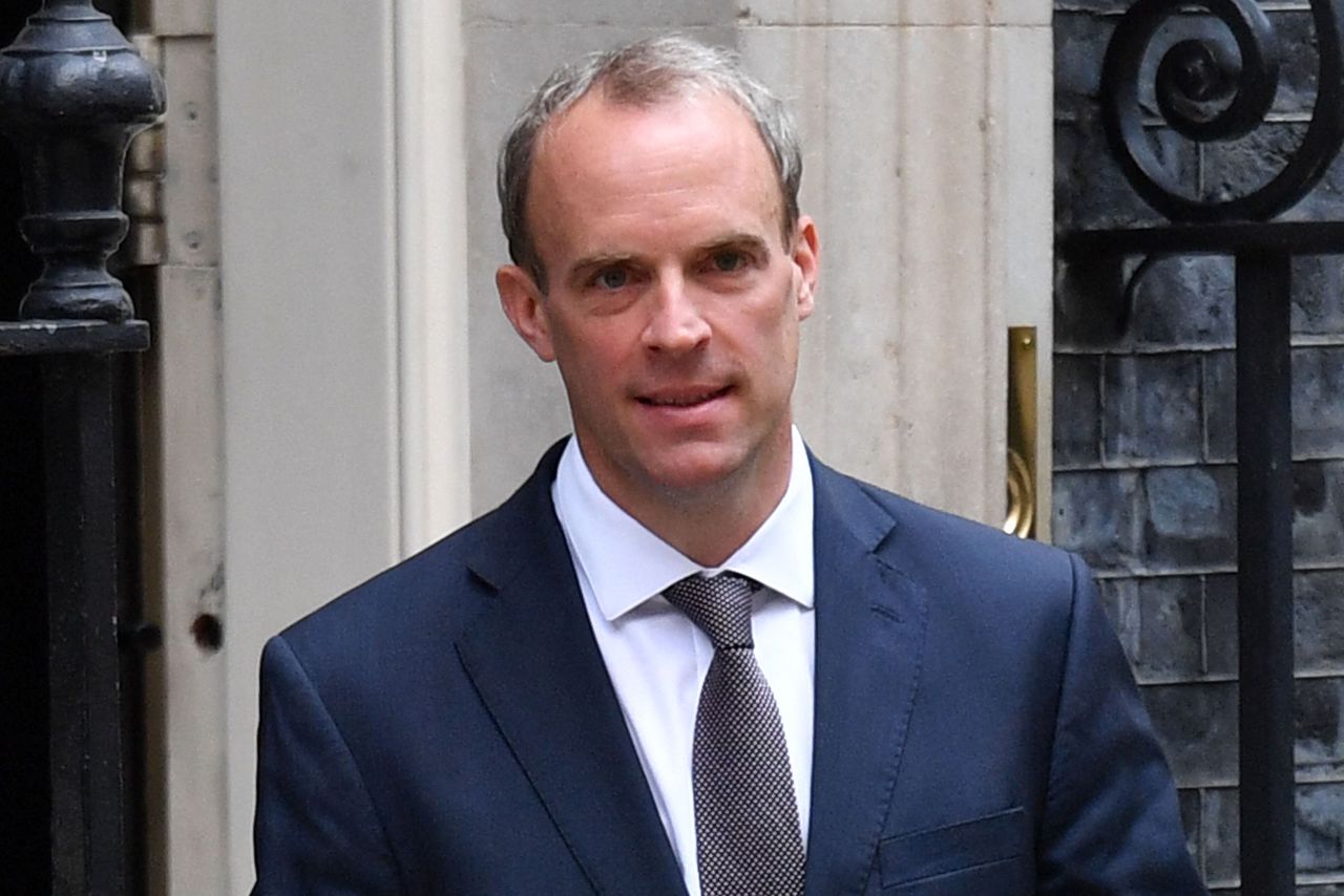 Britain's Foreign Secretary Dominic Raab leaves 10 Downing Street