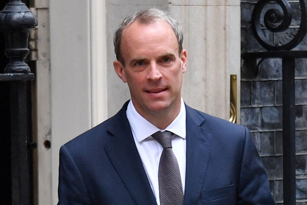 Britain's Foreign Secretary Dominic Raab leaves 10 Downing