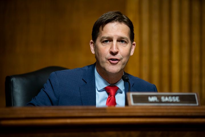 Sen. Ben Sasse (R-Neb.), shown here at a Senate subcommittee hearing in April, said Thursday that said Biden needs to “rip up" the Aug. 31 deadline to leave Afghanistan "and defend evacuation routes — by expanding the perimeter around the Kabul airport or by retaking Bagram.”