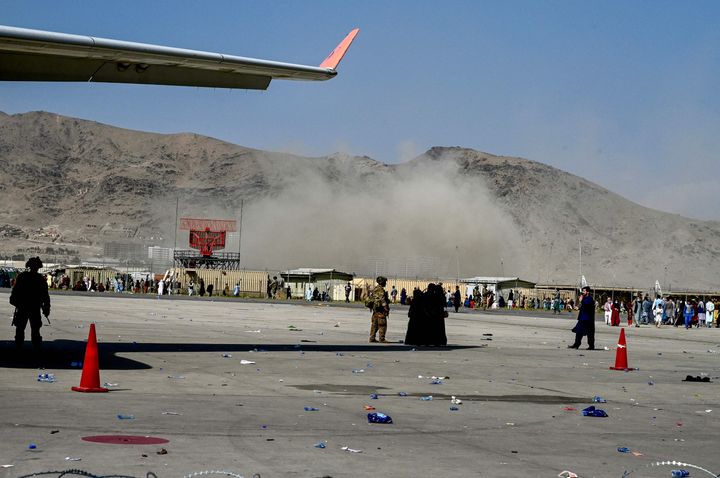 One of many images being circulated on the internet of Kabul airport