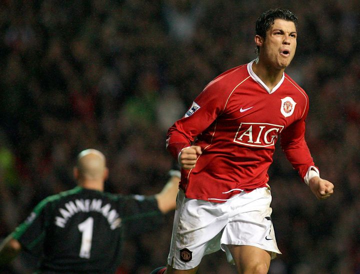 Cristiano Ronaldo playing for Manchester United in 2006.