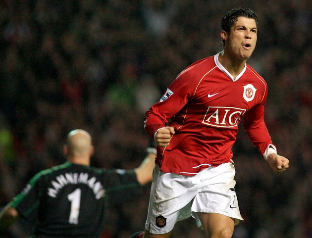Cristiano Ronaldo playing for Manchester United