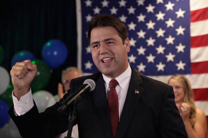 Danny O'Connor speaks to supporters at an election night rally on Aug. 7, 2018. After skipping the 2020 election cycle, he's running again in a district whose boundaries are still unknown.