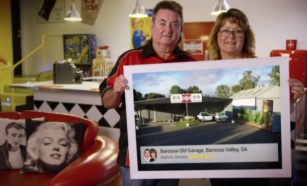 Jannine and her husband Mark posing in their 50s-themed B&B