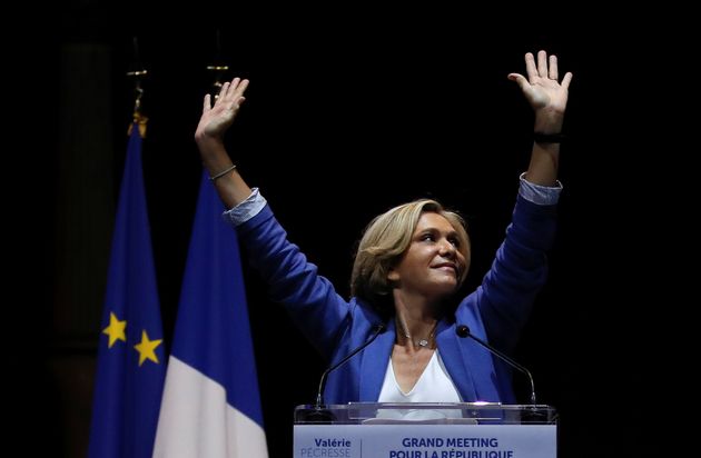 Ile-de-France region's President Valerie Pecresse reacts during a meeting, as part of her campaign for the second round of the 2021 Regional Elections in Paris, France, June 24, 2021. REUTERS/Gonzalo Fuentes