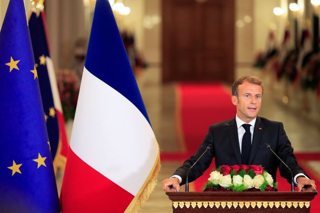 Emmanuel Macron en conférence de presse à Bagdad, en Irak, le 28 août 2021. 