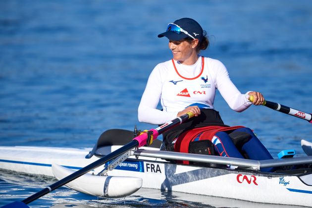 La rameuse française Nathalie Benoit le 11 octobre 2020 au lac Malta, en Pologne.