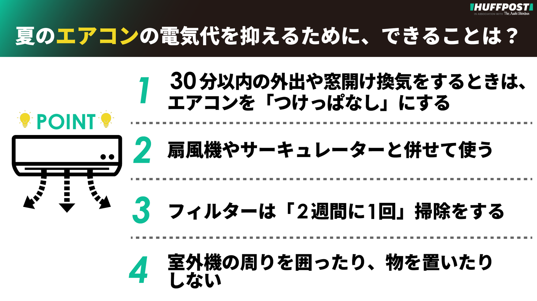 エアコンは つけっぱなし Or こまめに消す のどちらが正解 夏の電気代を抑える4つのテク ハフポスト News エアコンは つけっぱなし Or こまめに消す のどちらが正解 夏の電気代を抑える4つのテク ハフポスト News