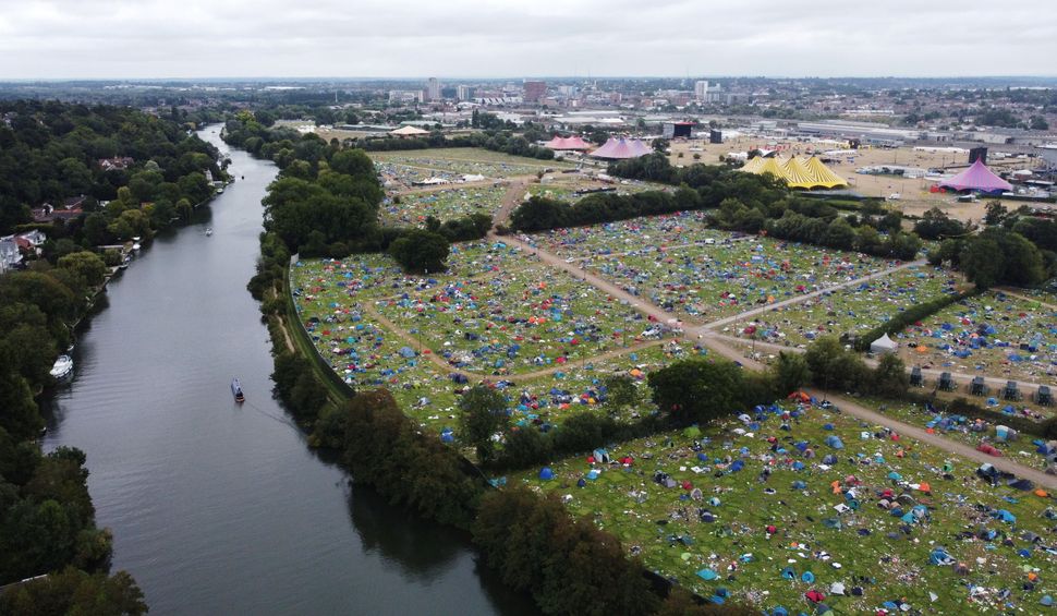Abandoned tents are seen at the Reading Festival campsite after the event, in Reading, Britain, August 31, 2021. 