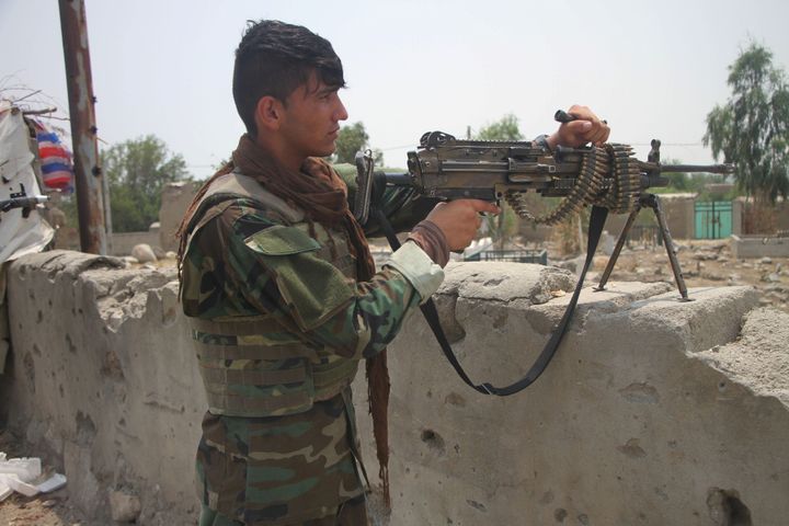 A member of Afghan security force takes part in a military operation against Taliban militants in Alishing district of Laghman province, eastern Afghanistan.