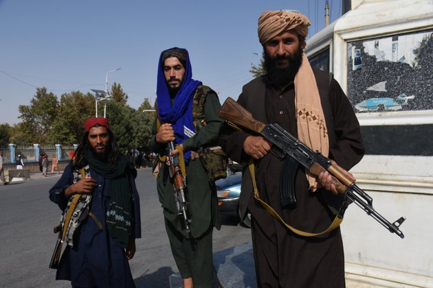 Taliban members are seen in Mazar-i-Sharif, capital of northern Balkh province,