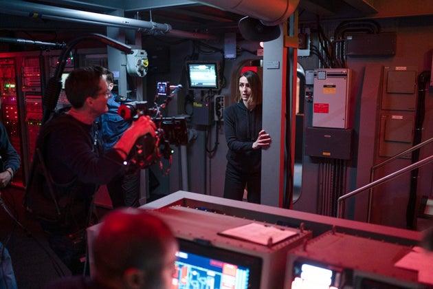 Suranne Jones during filming for