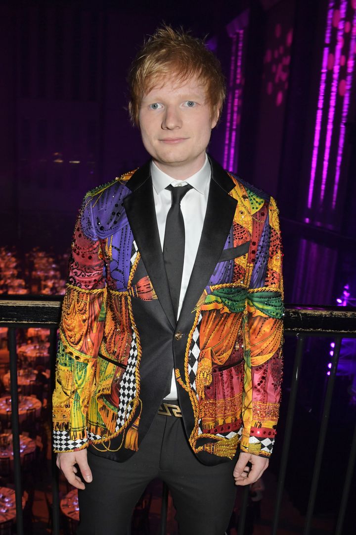 Ed Sheeran pictured in Sir Elton's jacket