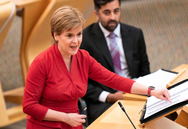 Nicola Sturgeon speaks at the Scottish parliament during First Minister's