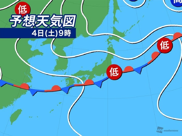 予想天気図 4日(土)9時