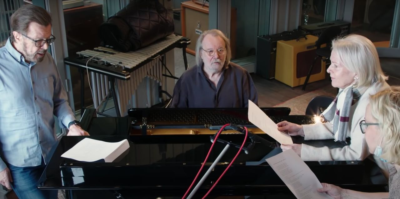 Footage of ABBA recording their ninth album together