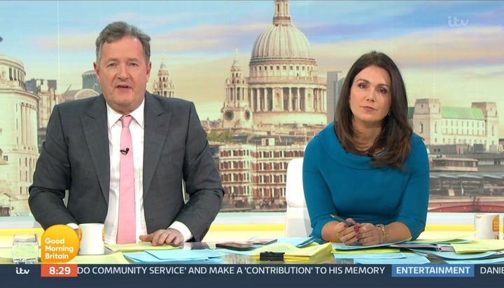 Piers and Susanna Reid during his final GMB broadcast